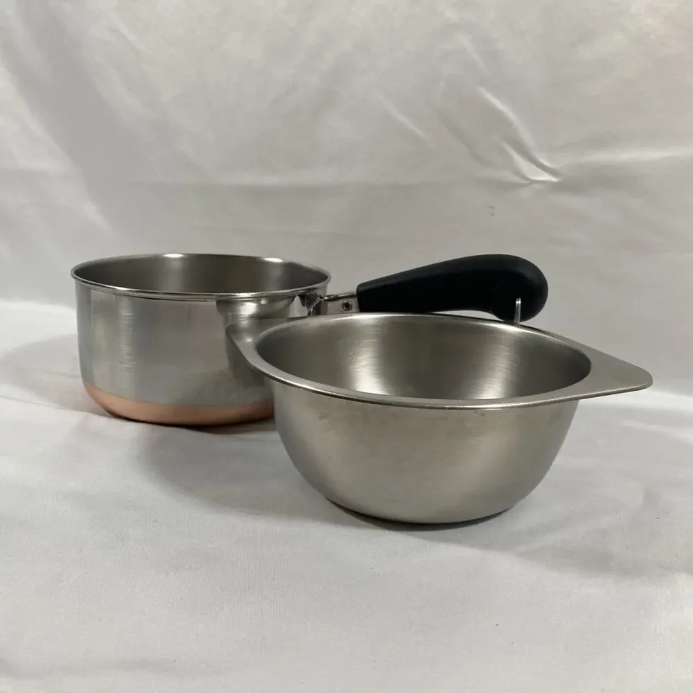 Revere Ware 1 1/2 Qt Copper Bottom Pot Lid Double Boiler Clinton 87 Stainless